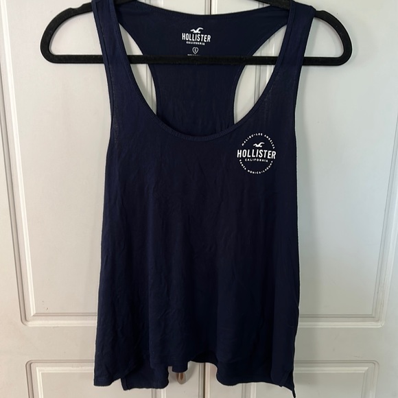 ❤️🔥5/20$ HOLLISTER💫 Women’s Navy Logo Racer Back Lightweight Comfortable Tank - Picture 3 of 9